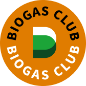 Logotipo do Biogas Club, destacando suas cores vibrantes e design circular, ideal para identificação em plataformas digitais relacionadas a biocombustíveis.